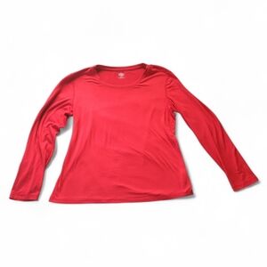 Athletic Works Red Long Sleeve Crew Neck Top